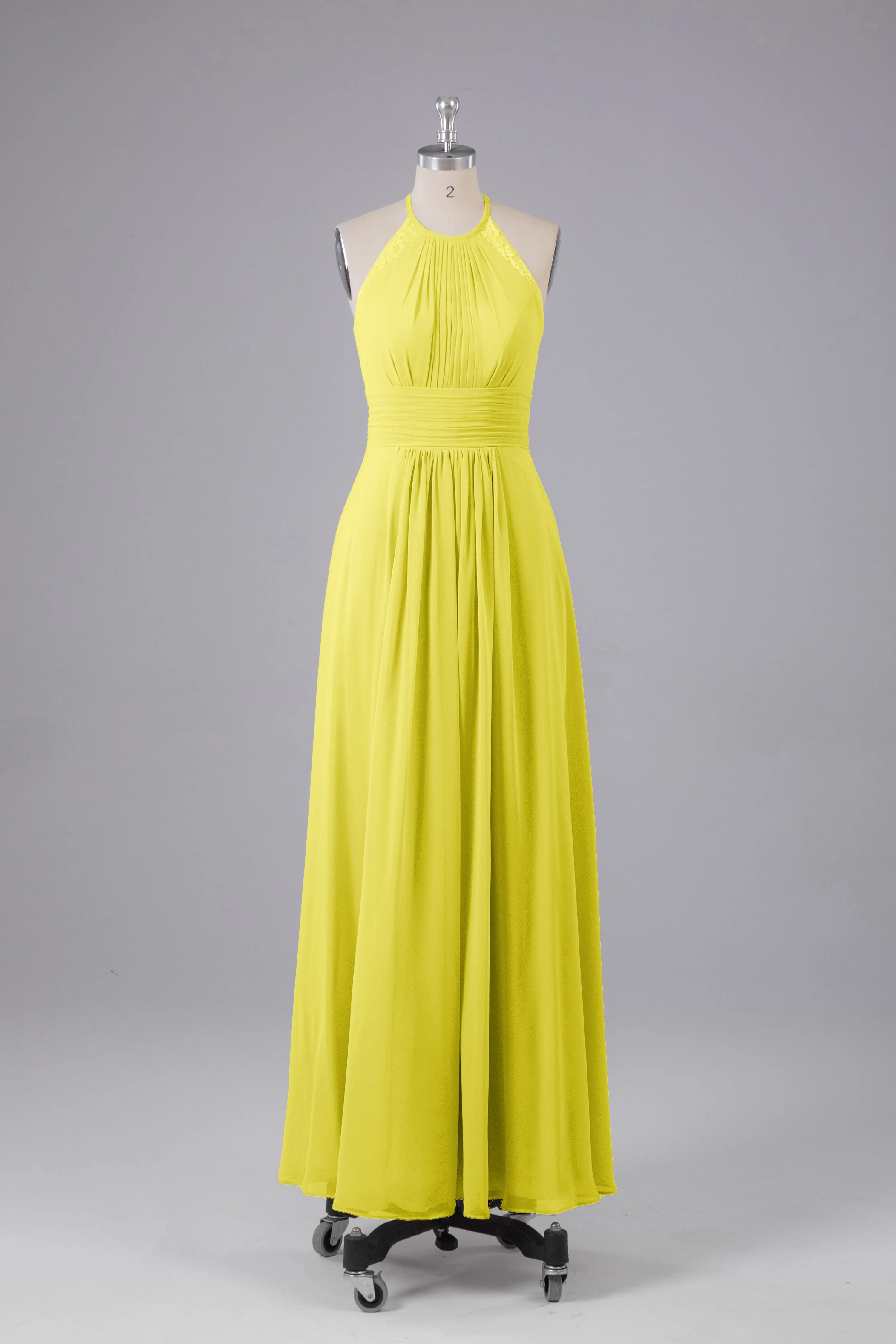 Elegant Chiffon Halter Floor Length Bridesmaid Dresses