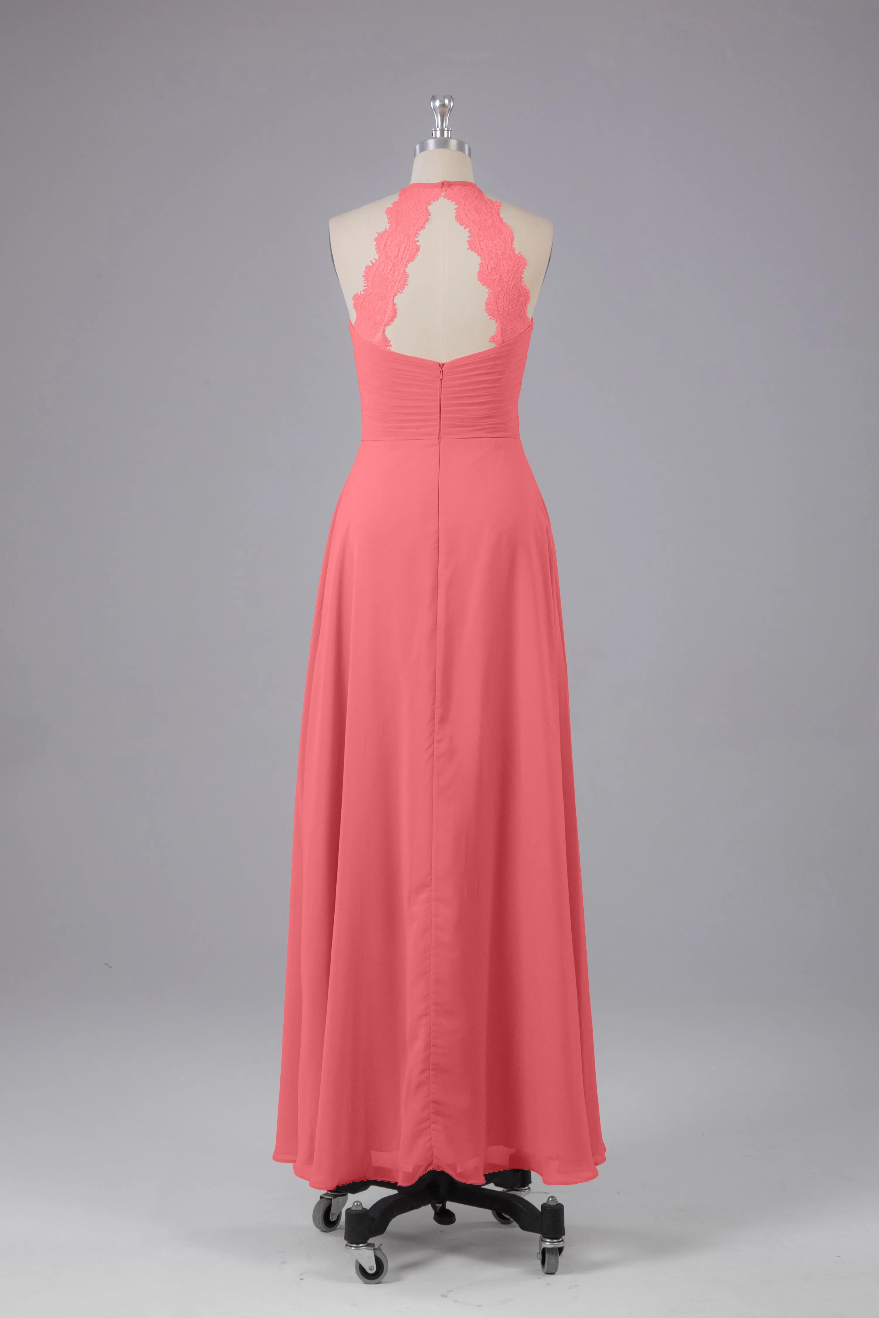 Elegant Chiffon Halter Floor Length Bridesmaid Dresses