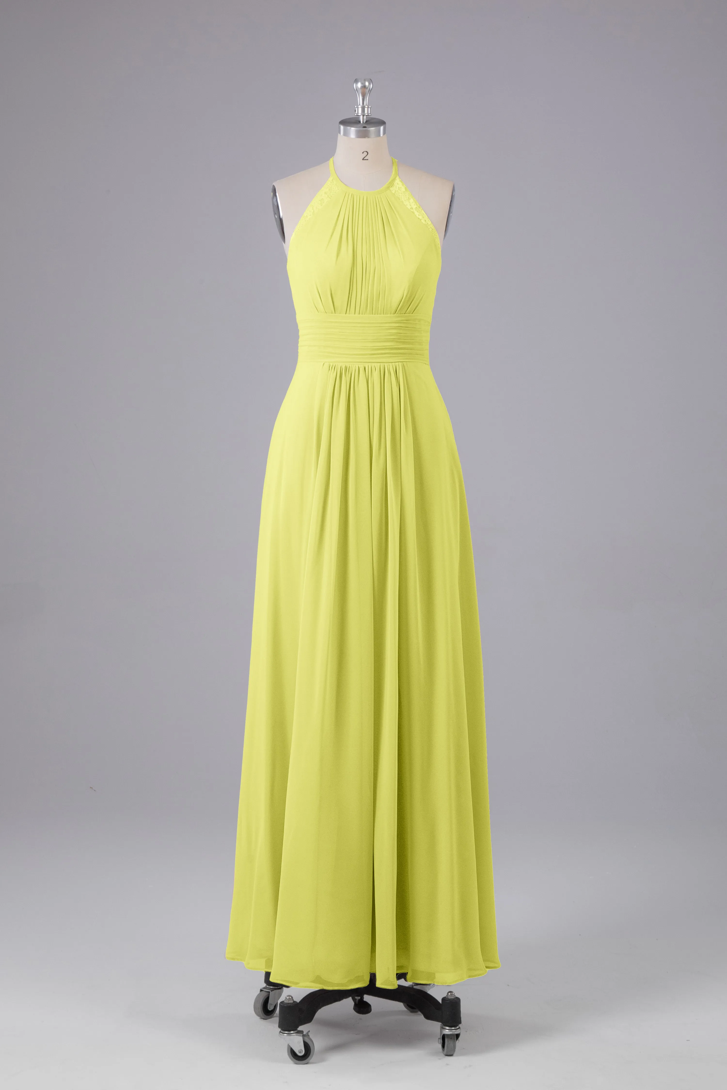 Elegant Chiffon Halter Floor Length Bridesmaid Dresses