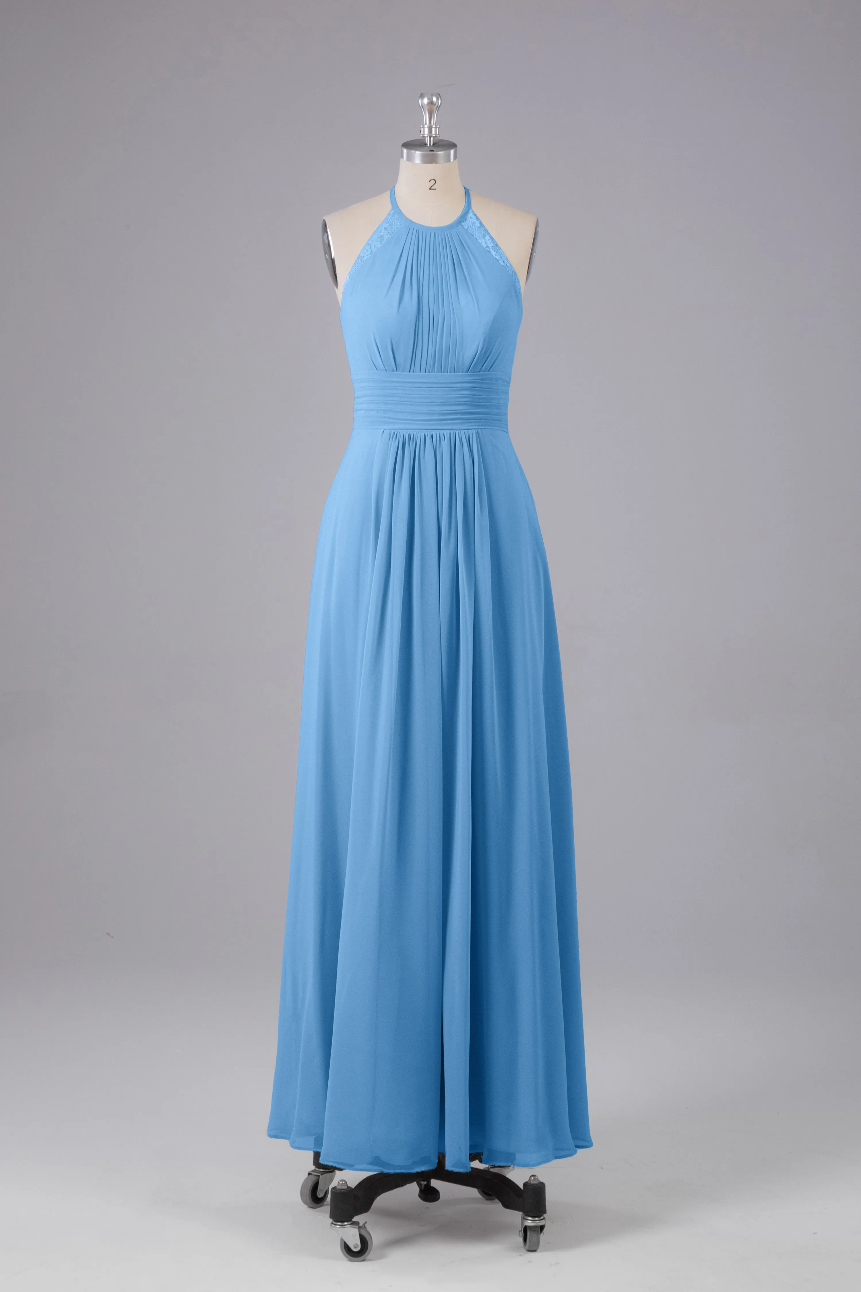 Elegant Chiffon Halter Floor Length Bridesmaid Dresses