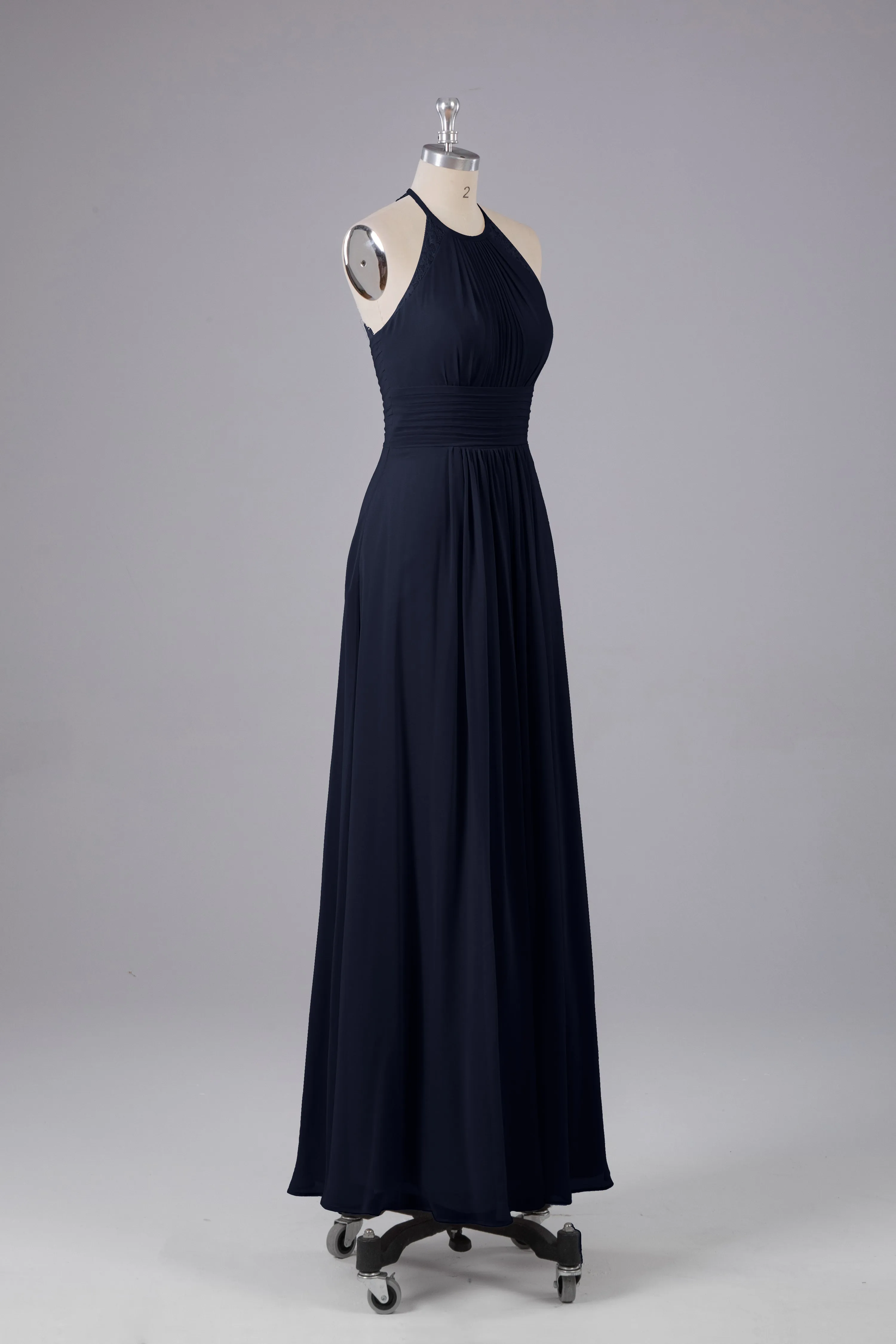 Elegant Chiffon Halter Floor Length Bridesmaid Dresses