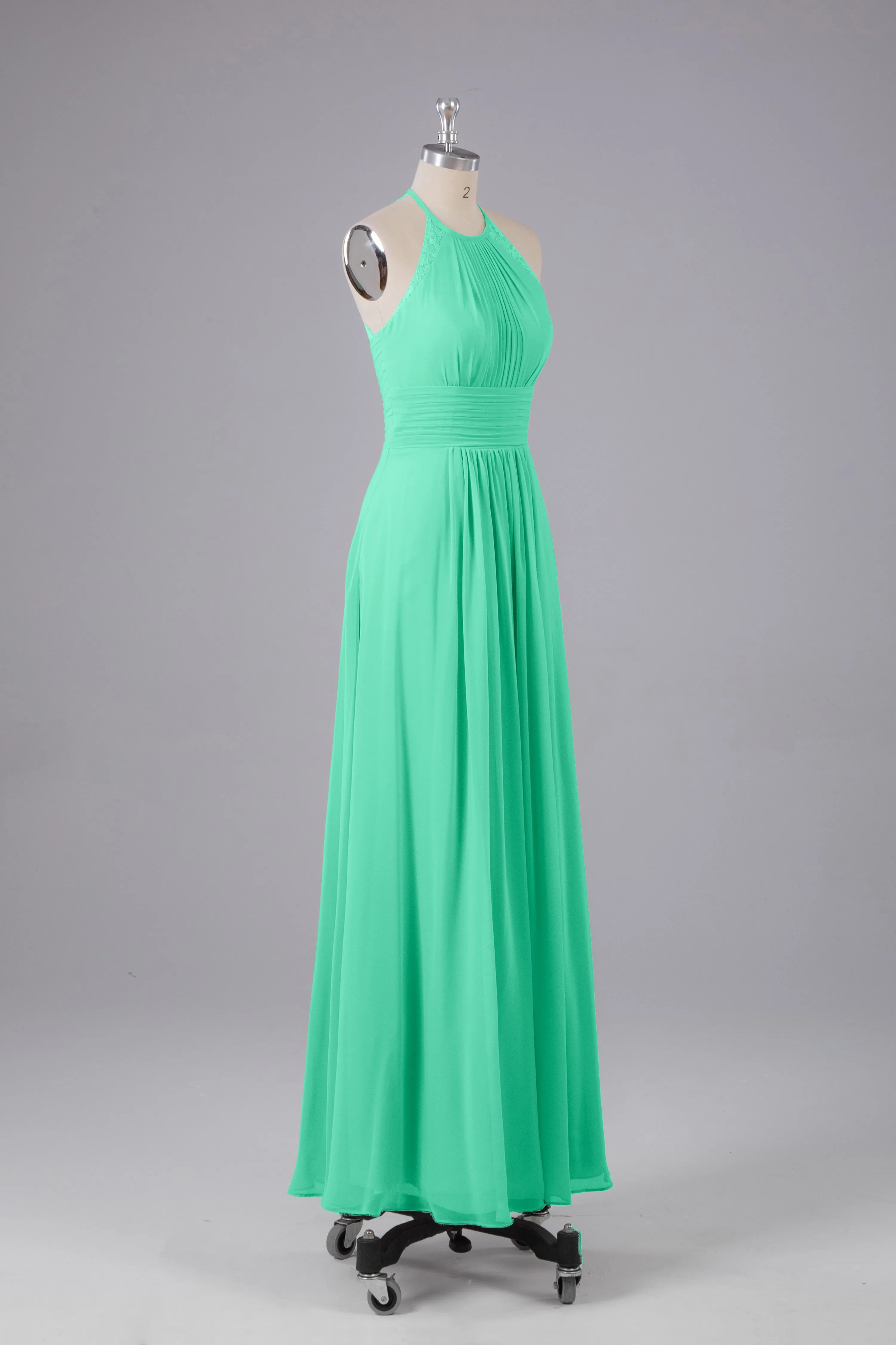 Elegant Chiffon Halter Floor Length Bridesmaid Dresses