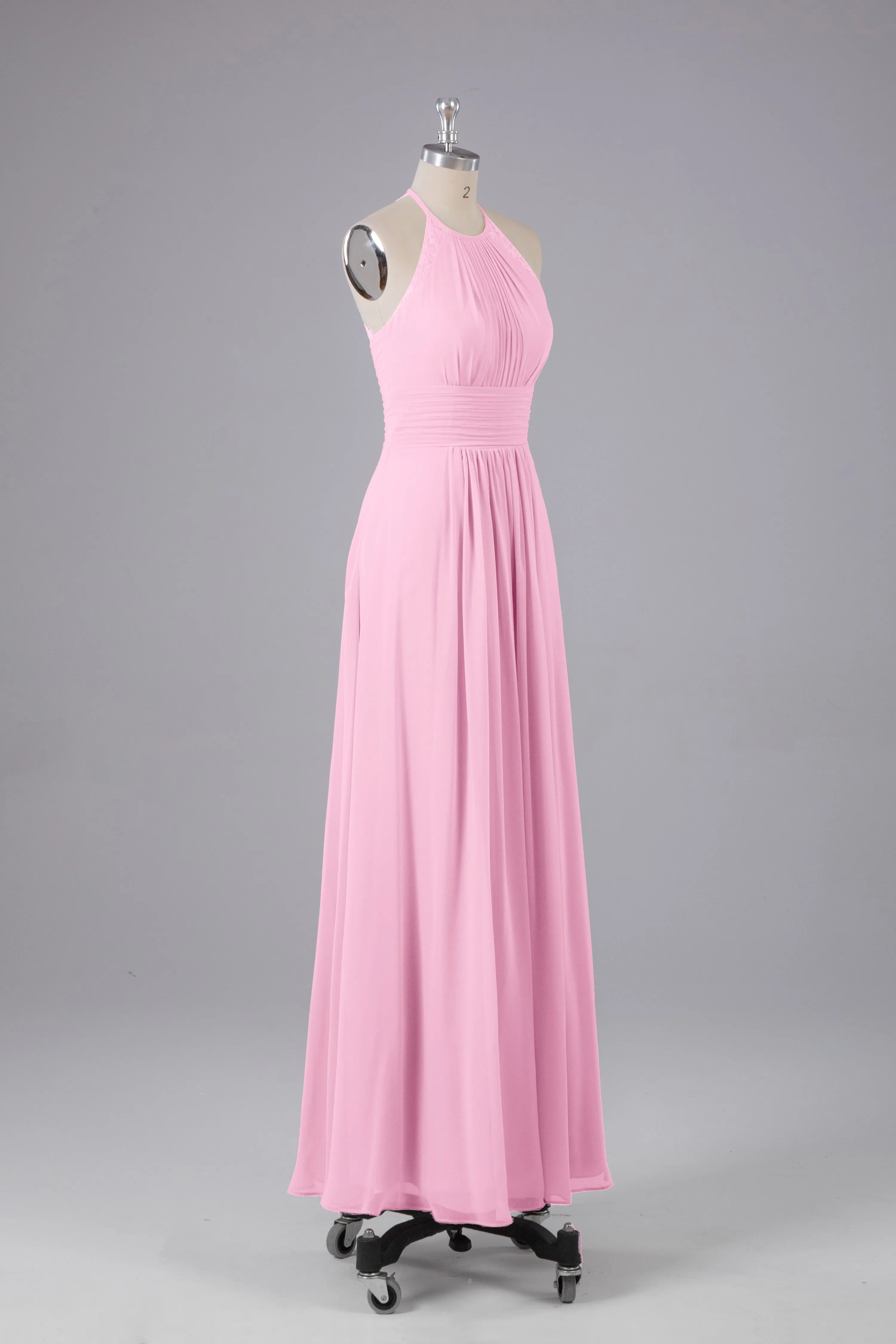 Elegant Chiffon Halter Floor Length Bridesmaid Dresses