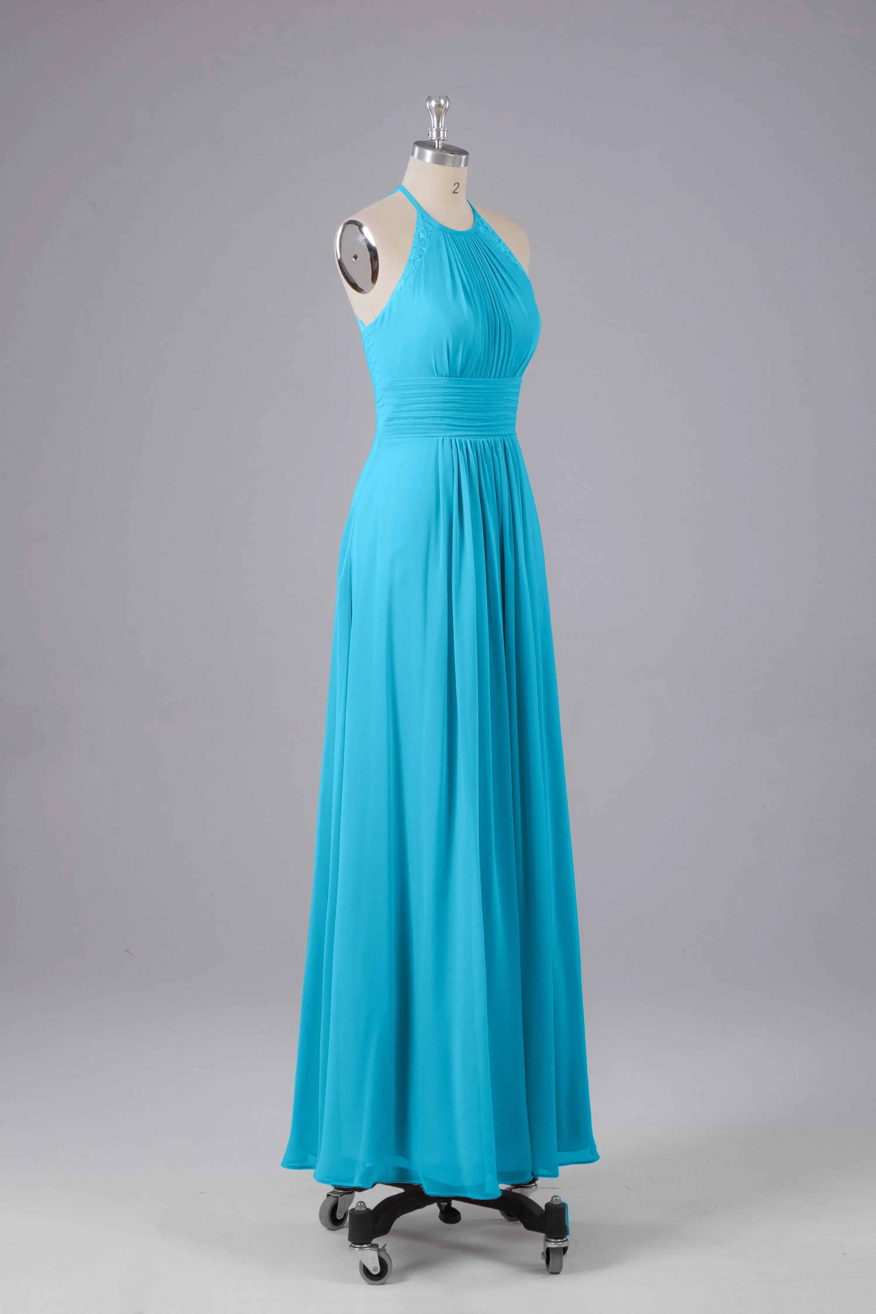 Elegant Chiffon Halter Floor Length Bridesmaid Dresses