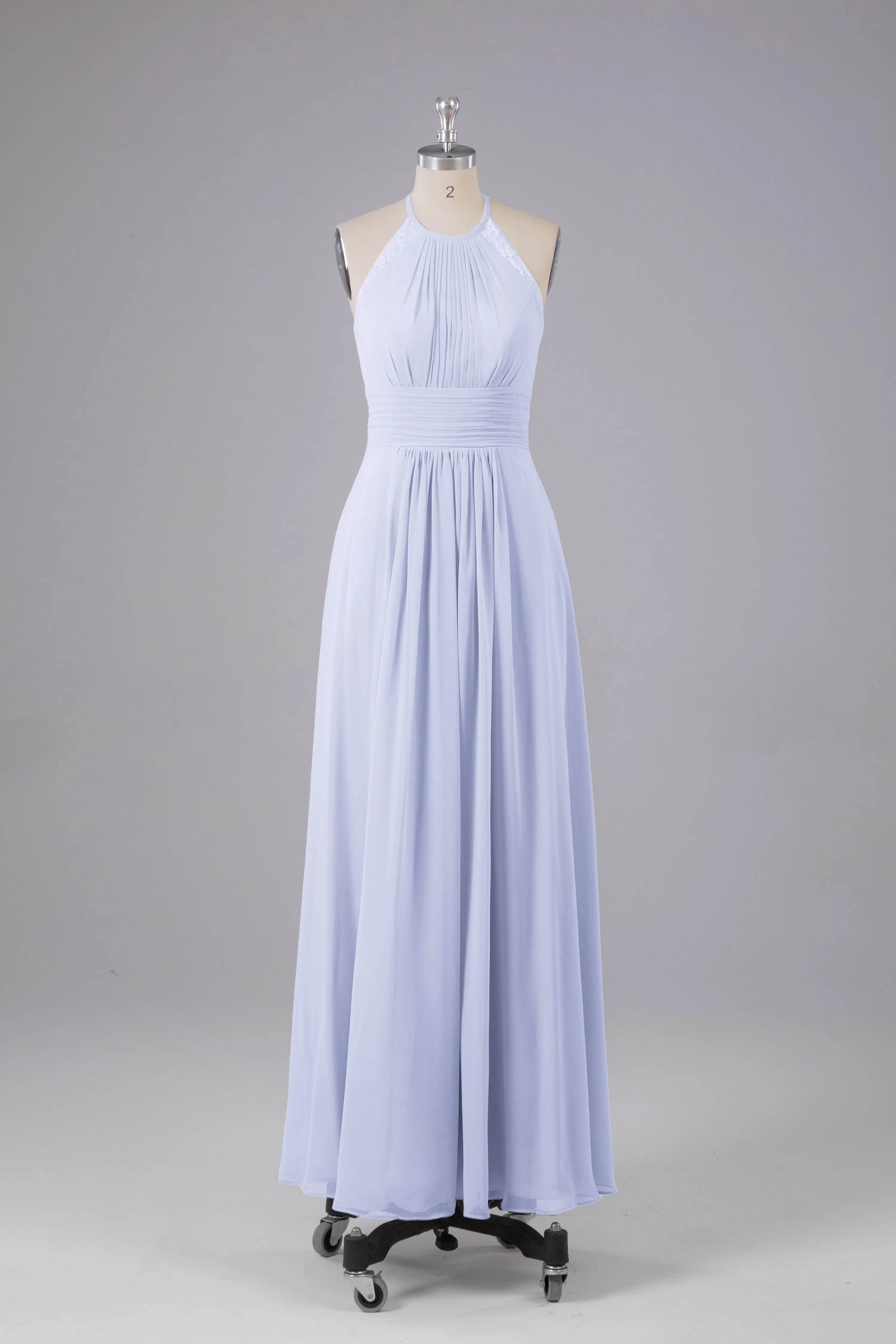 Elegant Chiffon Halter Floor Length Bridesmaid Dresses