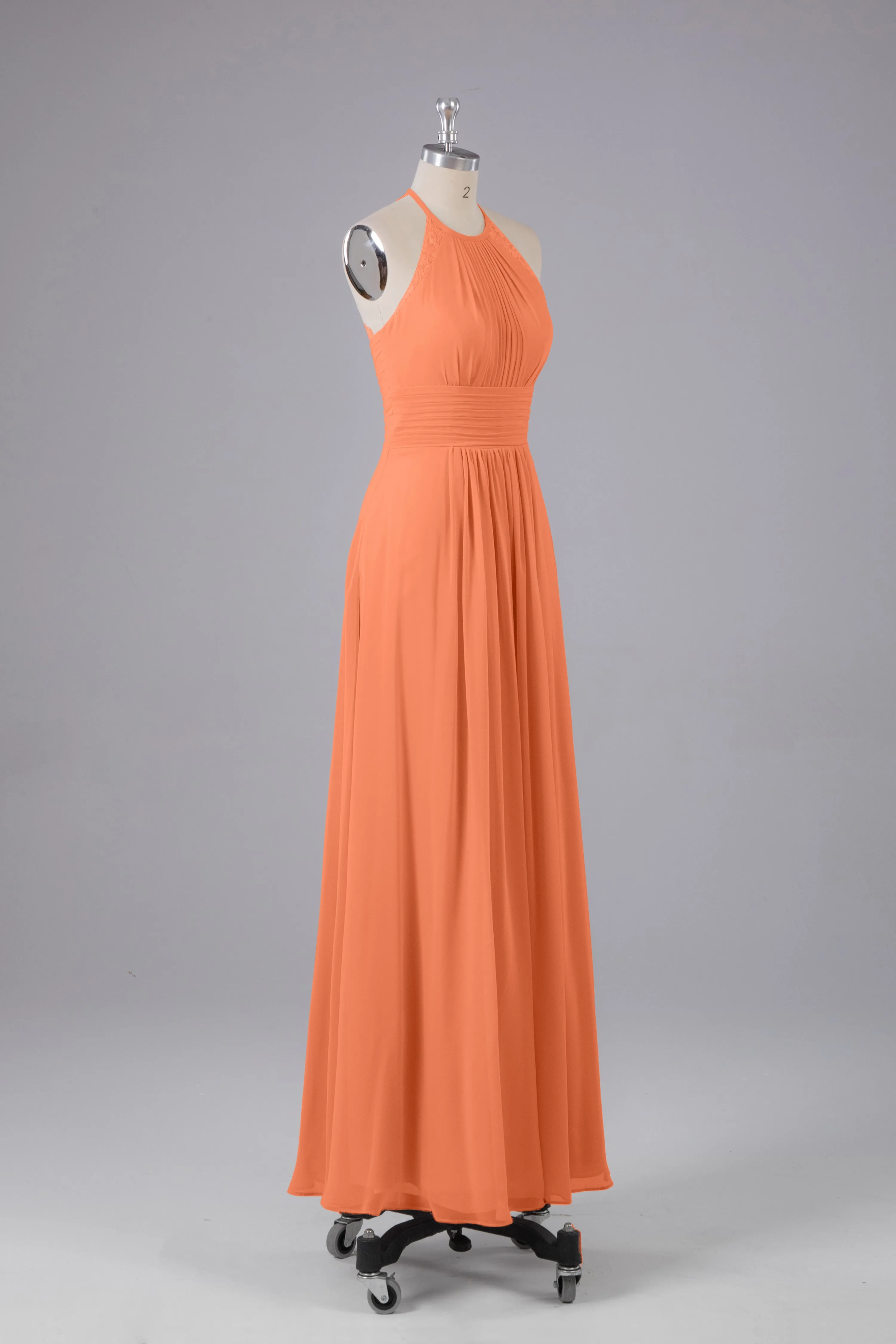 Elegant Chiffon Halter Floor Length Bridesmaid Dresses