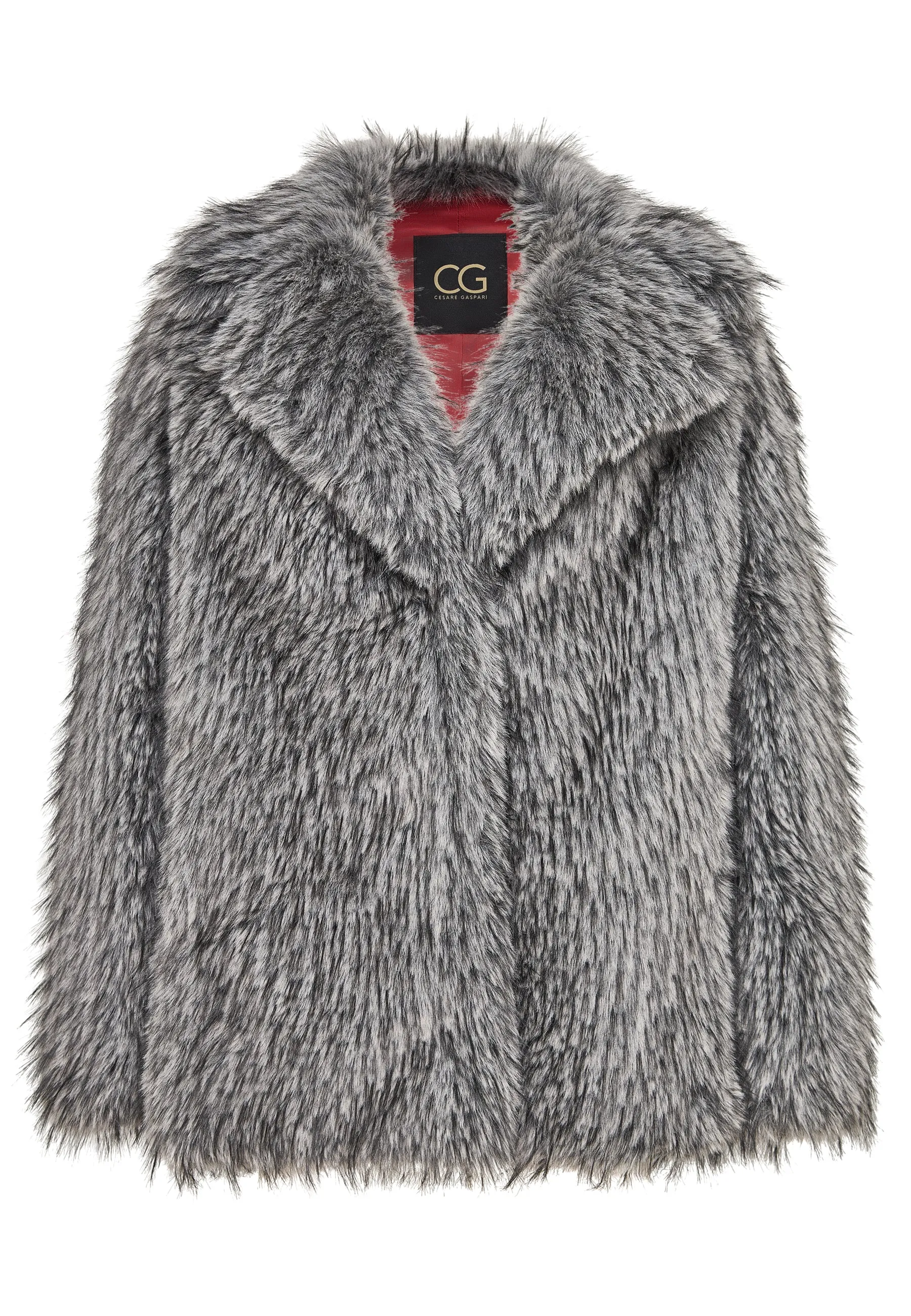 Elegant Grey Faux Fur Coat - Luxurious Winter Outerwear for Women - Grey