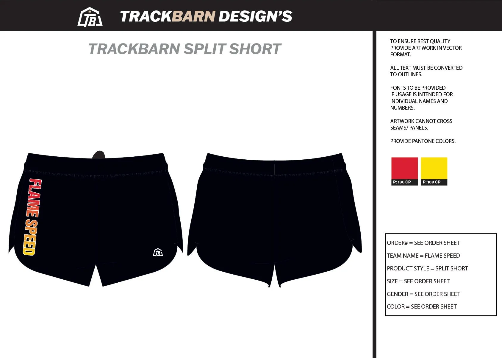 Flame-Speed- Mens Split Track Short