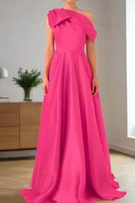 Floor Length Fuchsia One Shoulder Sleeveless Mother of The Bride Dresses