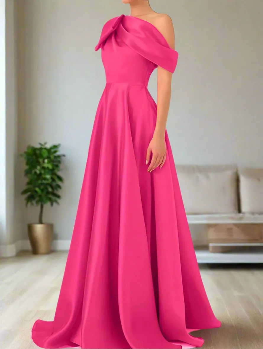 Floor Length Fuchsia One Shoulder Sleeveless Mother of The Bride Dresses