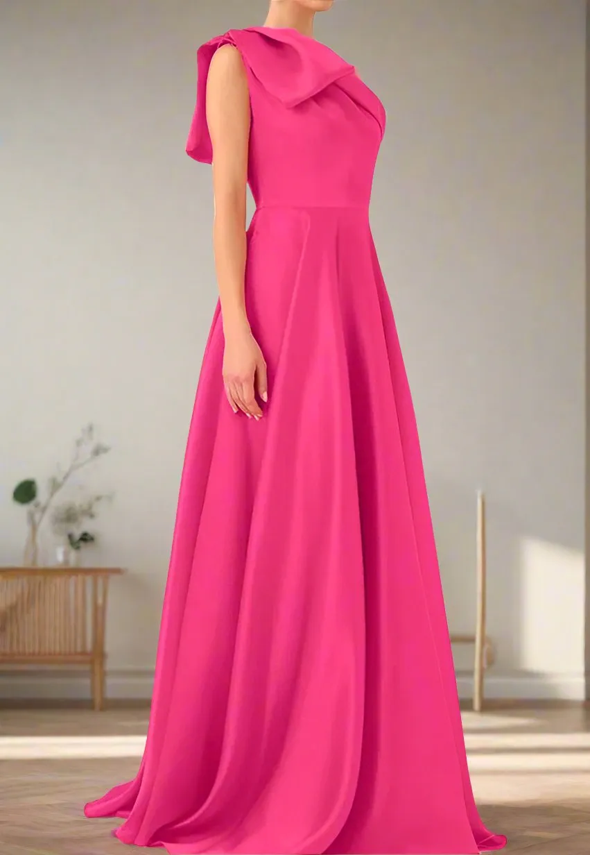 Floor Length Fuchsia One Shoulder Sleeveless Mother of The Bride Dresses