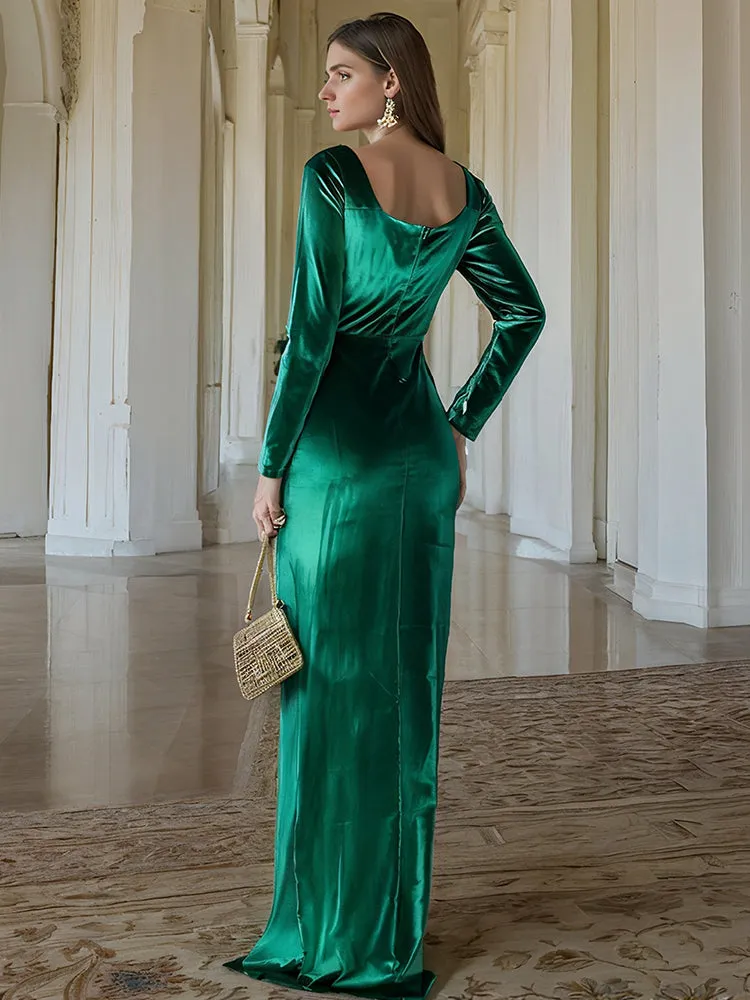 Green Velvet Sweetheart Mermaid Floor Length Prom Dress