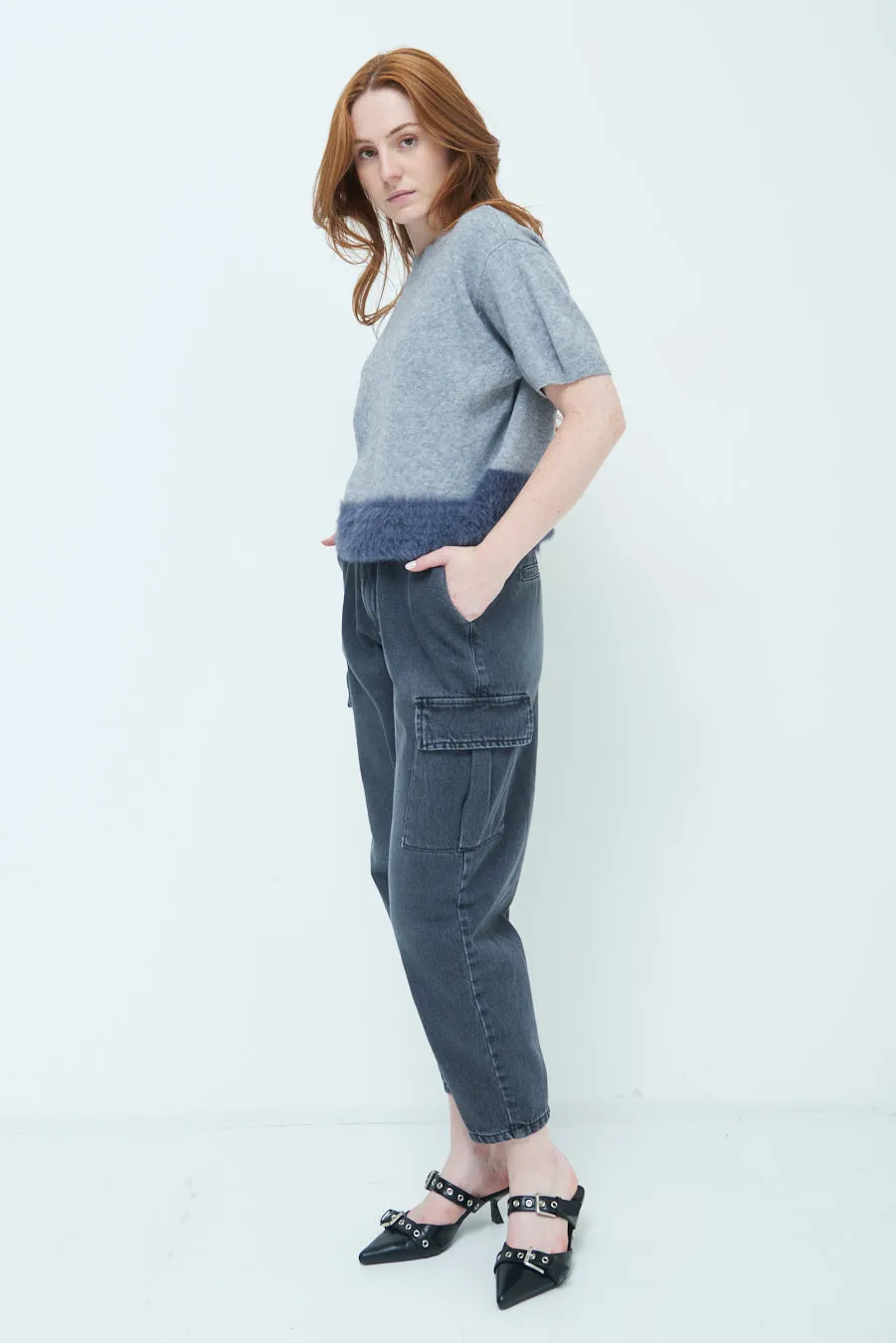 High-waist cargo denim jeans wholesale