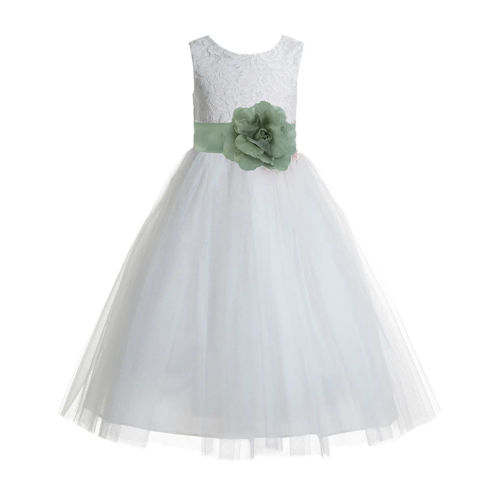 Ivory Floral Lace Heart Cutout Flower Girl Dress Communion Baptism Junior Bridesmaid Dress 172T(4)