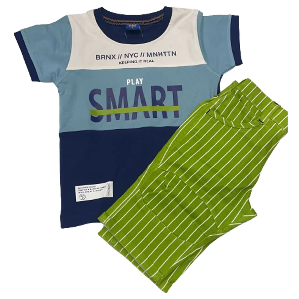 Kids Casual Set (Blue & Green)