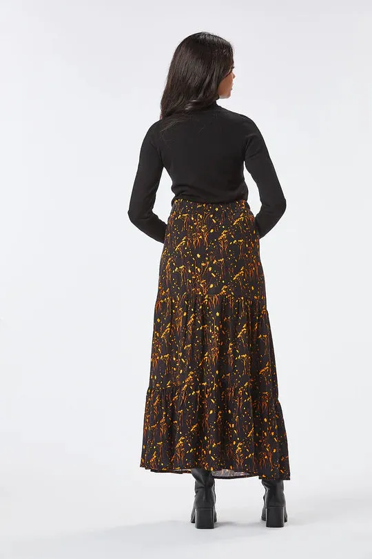 LIDY MIDI SKIRT (BLACK/RUST)