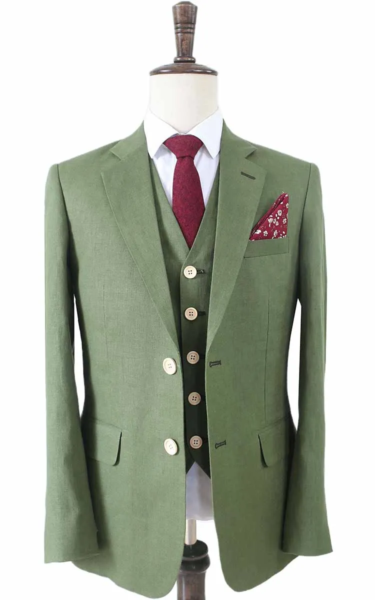 LIGHT GREEN LINEN 3 PIECE SUIT