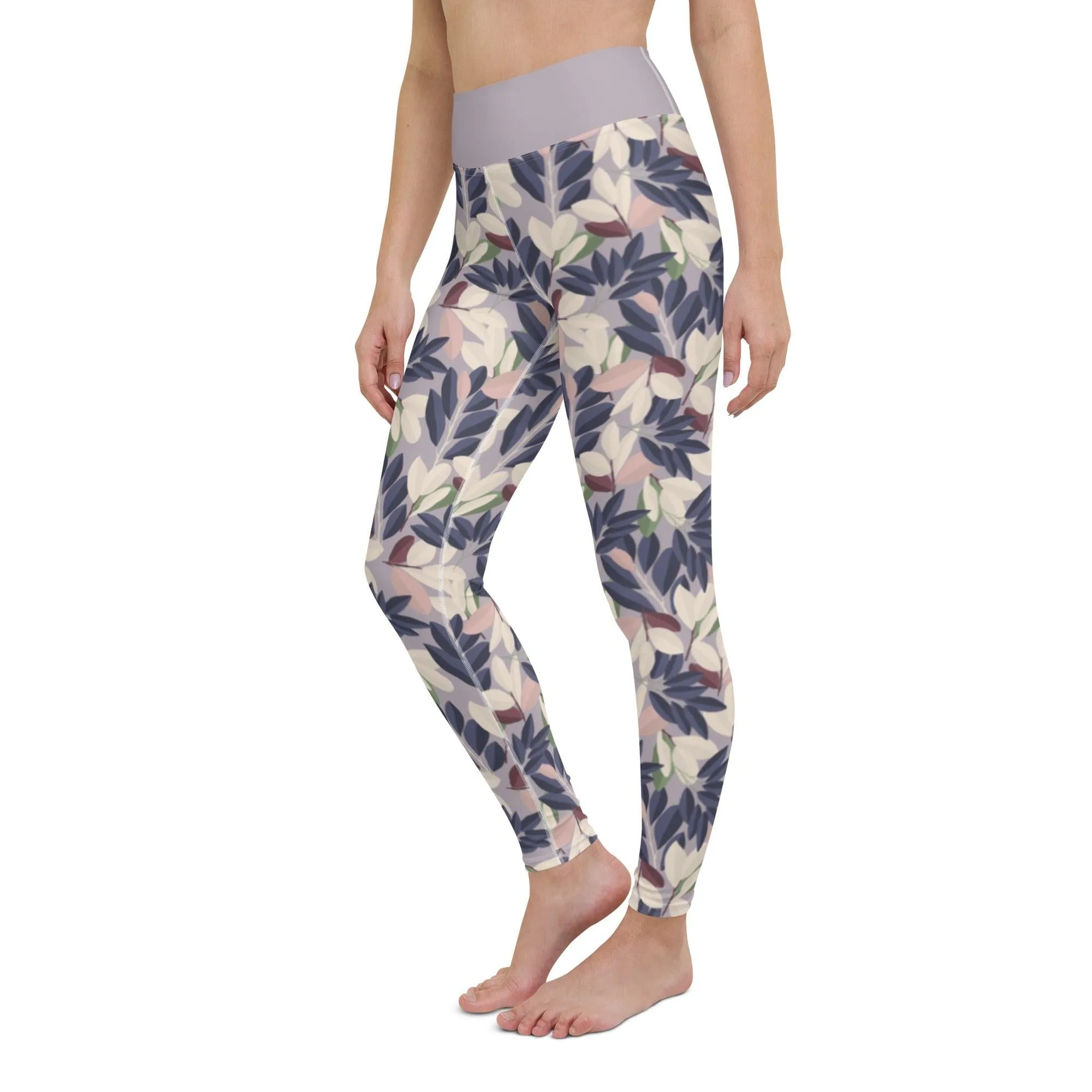 Lilac Leaves Women's High-Waisted Yoga Pants