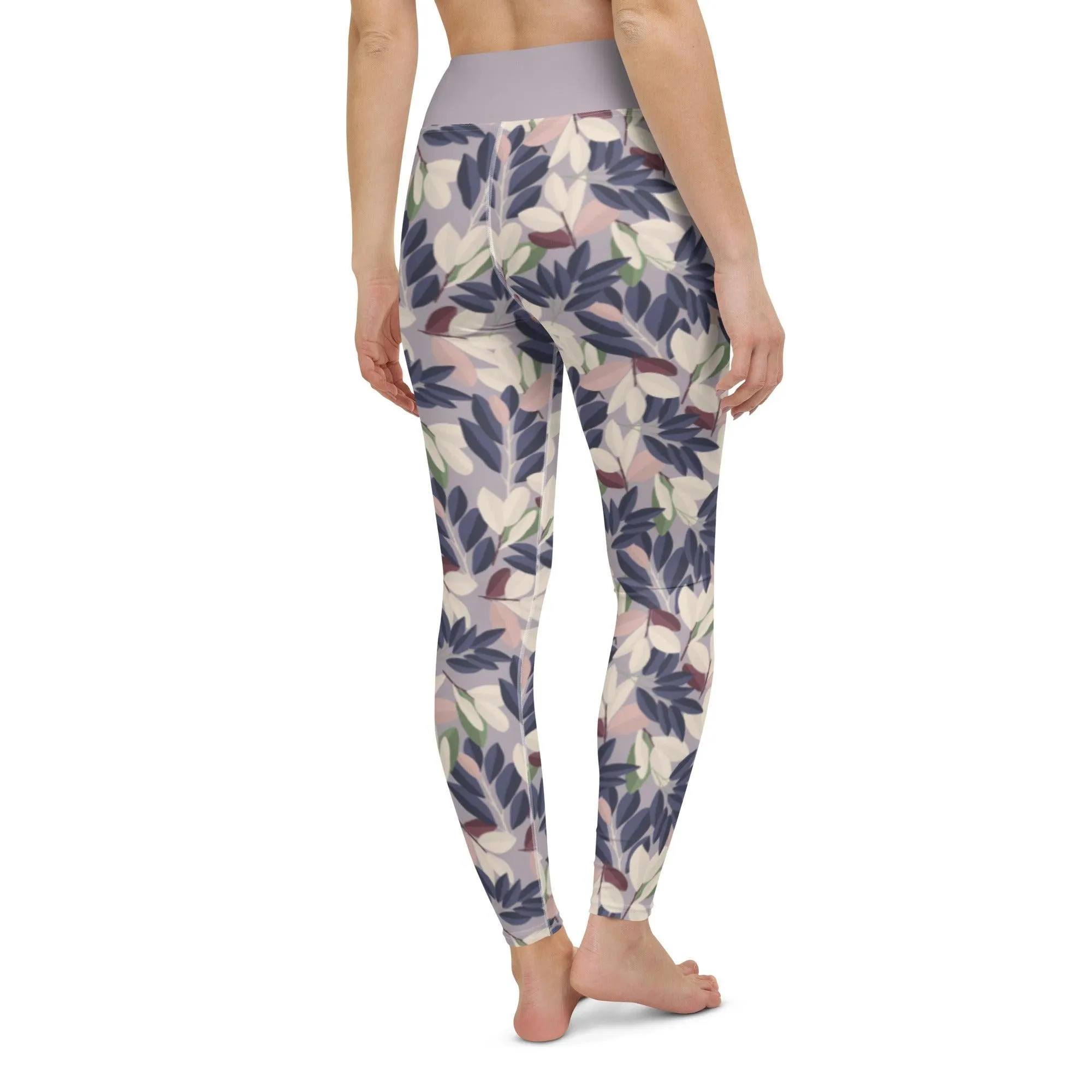 Lilac Leaves Women's High-Waisted Yoga Pants