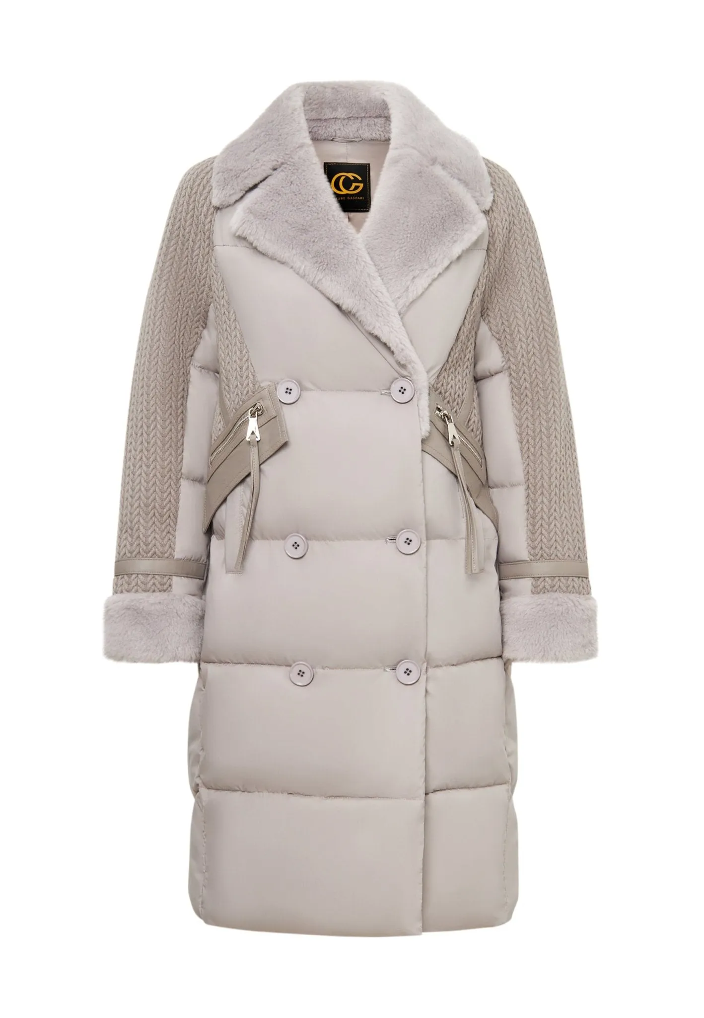 Long Quilted Coat Oversize Style - Grey