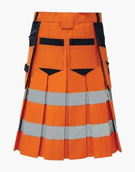 LUMINOUS ORANGE AND BLACK FIREFIGHTER KILT