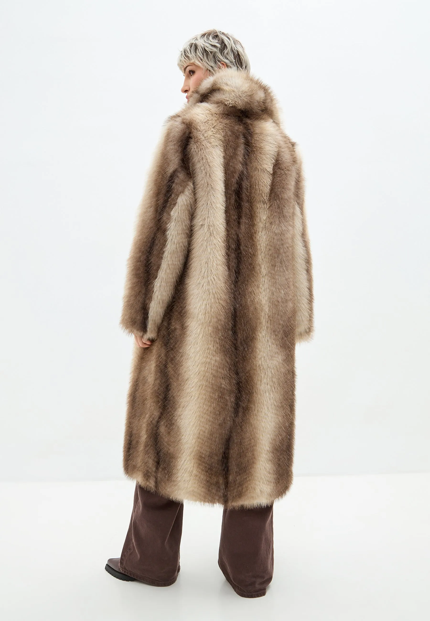 Luxurious Faux Fur Coat Natalie  - Brown