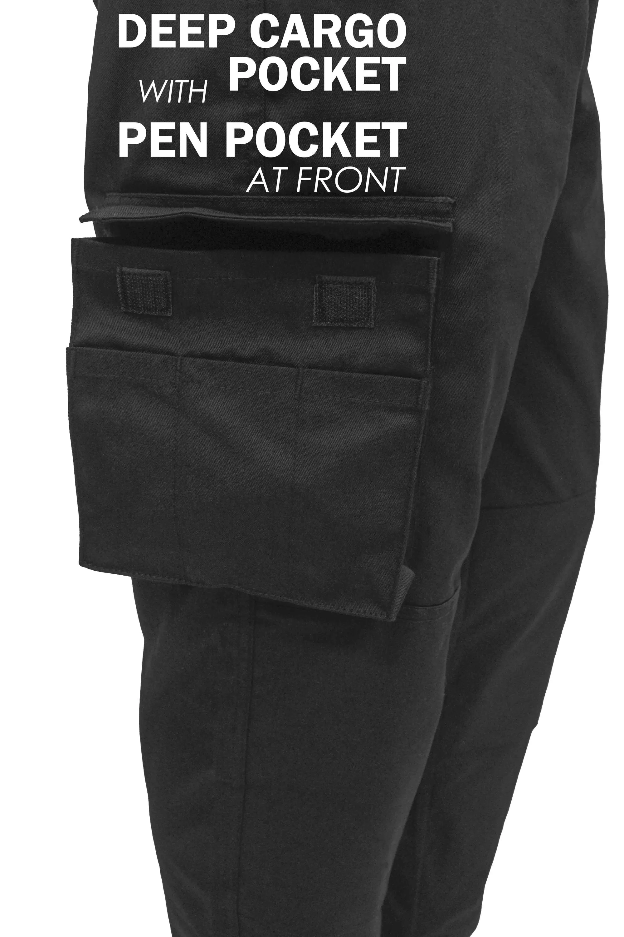 Mens Black Cargo Combat Work Trousers Work Pants Size 28 to 48 by FNT Workwear : FNT200