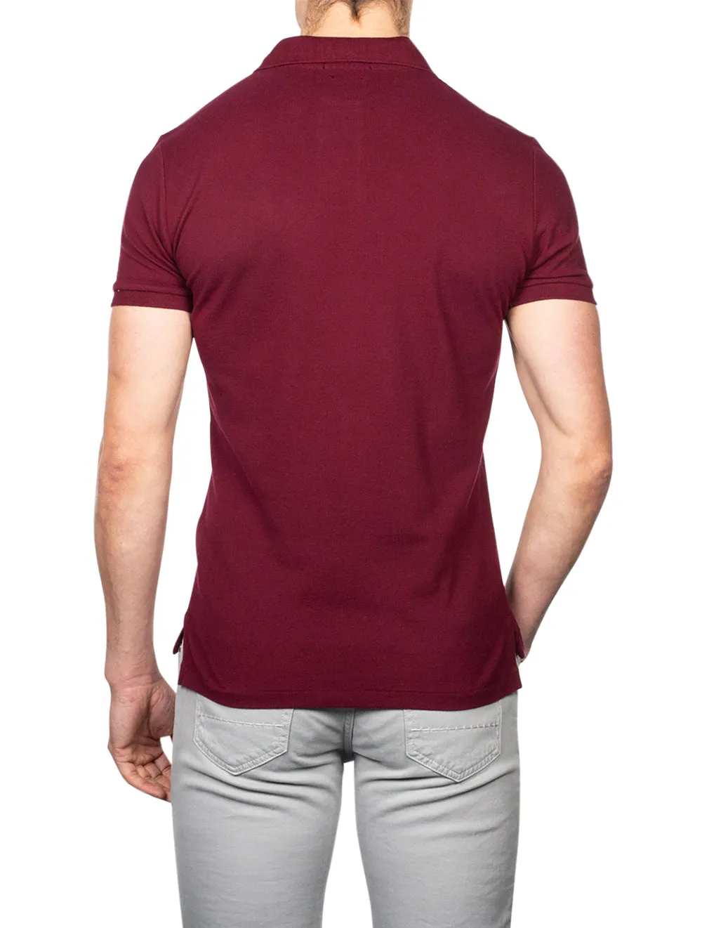 Mesh Polo Shirt Wine