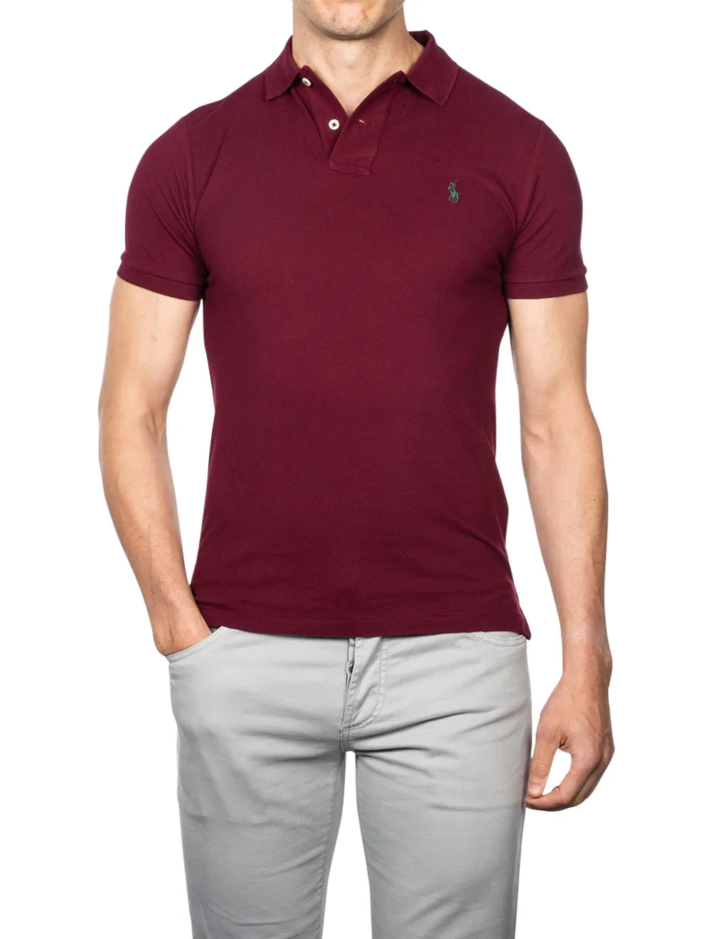 Mesh Polo Shirt Wine