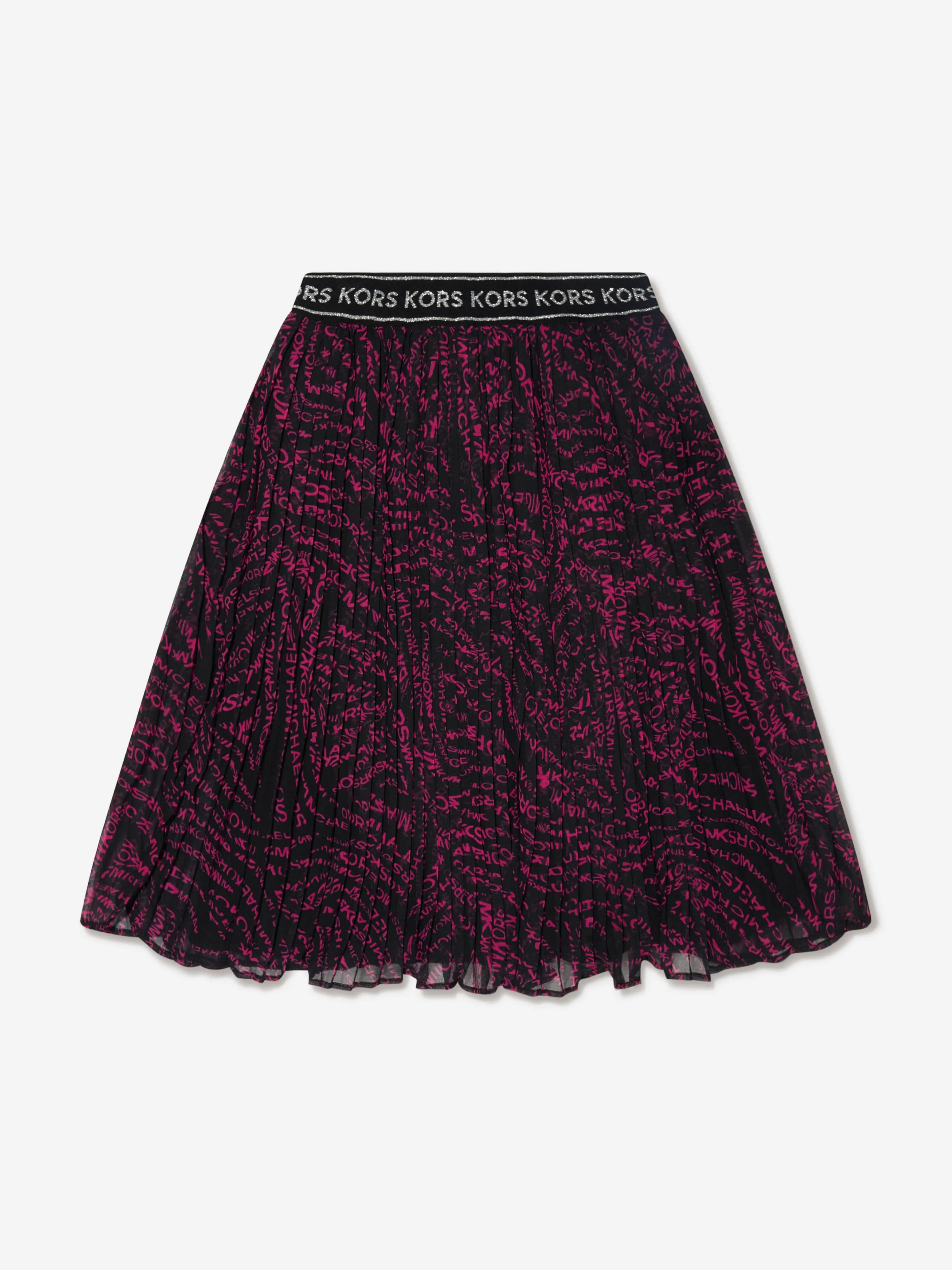 Michael Kors Girls Pleated Midi Skirt in Black