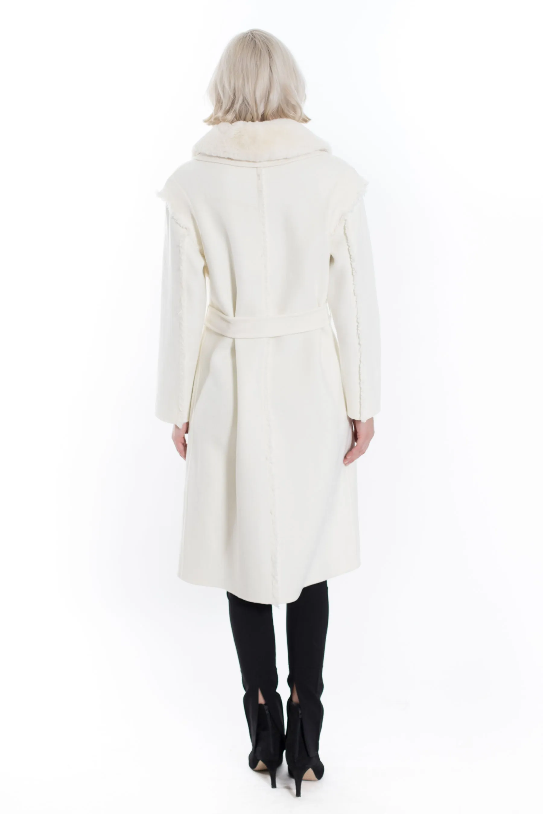 MONTVALE - Wool Coat with Faux Fur Trim Collar