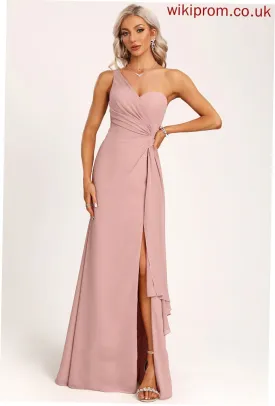 Neckline Silhouette One-Shoulder Floor-Length Fabric Embellishment Ruffle Length A-Line Persis Sleeveless Empire Waist Bridesmaid Dresses