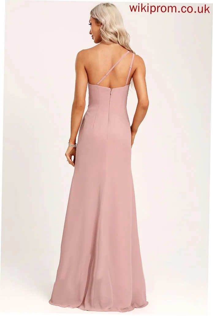 Neckline Silhouette One-Shoulder Floor-Length Fabric Embellishment Ruffle Length A-Line Persis Sleeveless Empire Waist Bridesmaid Dresses