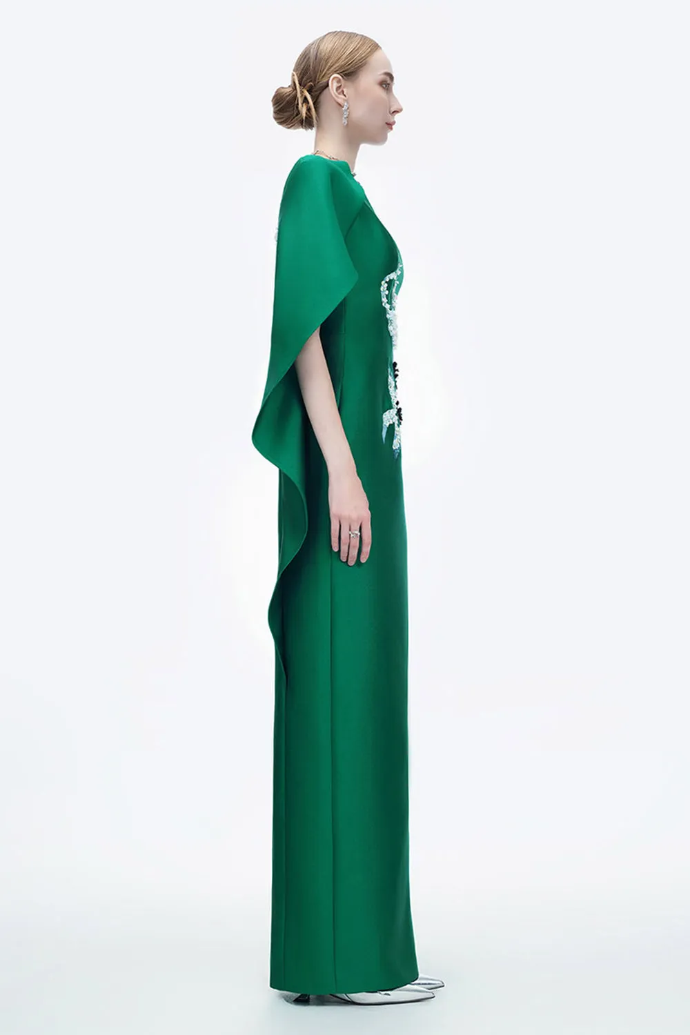 Petal's Secret Dance Sheath Asymmetric Neck Zibeline Floor Length Dress