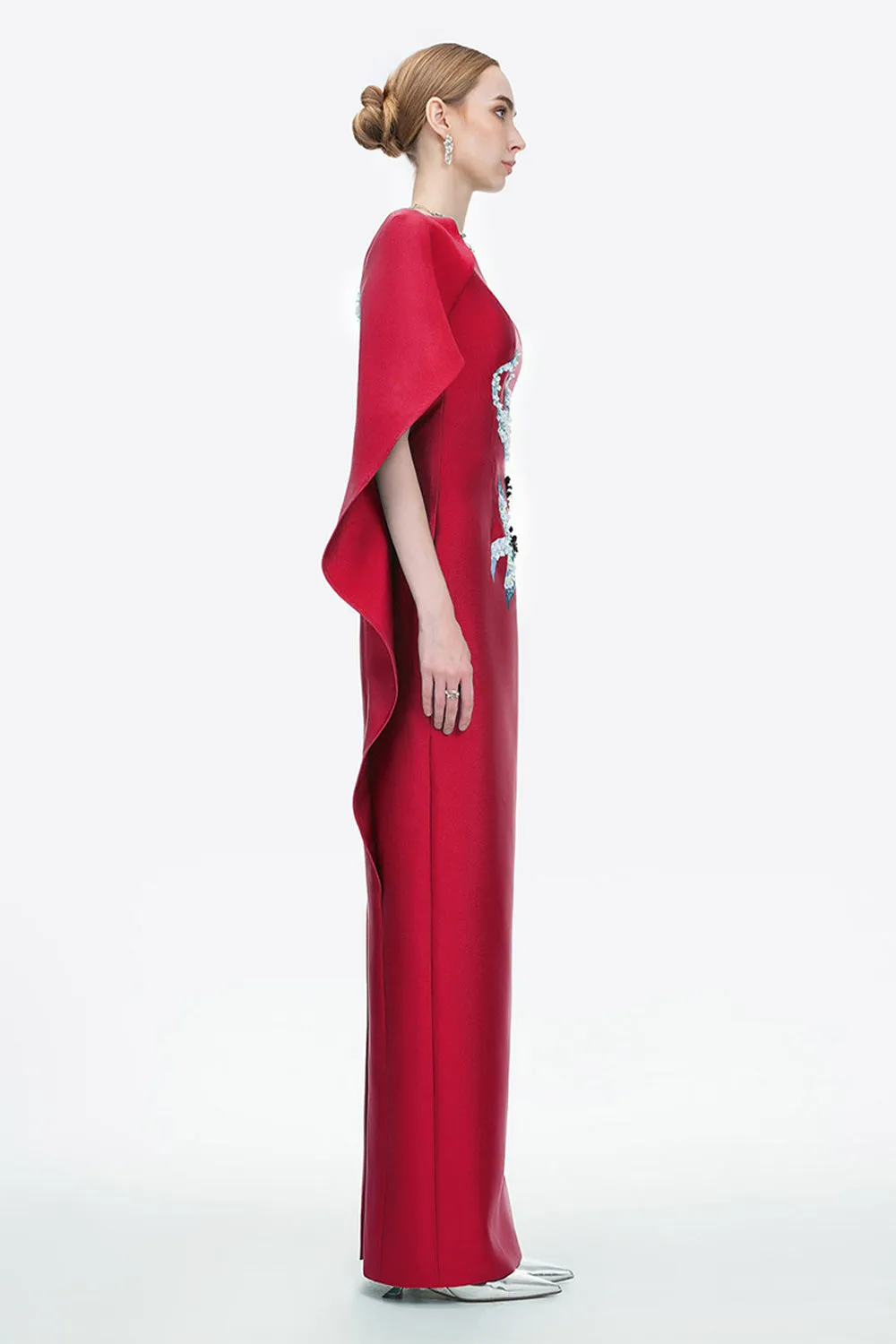 Petal's Secret Dance Sheath Asymmetric Neck Zibeline Floor Length Dress