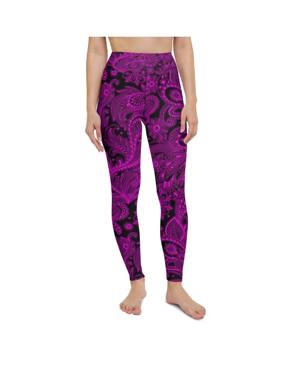 Pink Glowing Floral Yoga Pants