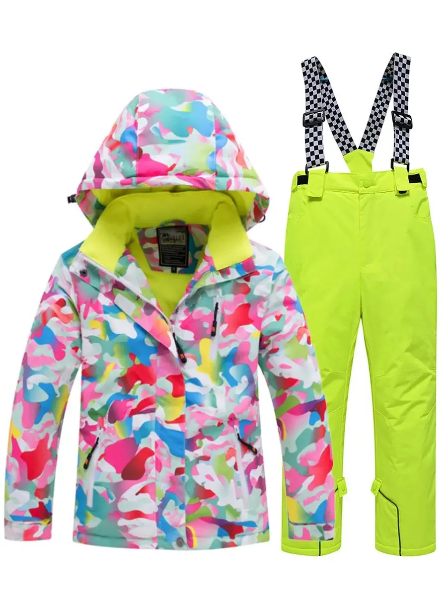 Riuiyele Girl Hooded Snow Ski Insulated Set