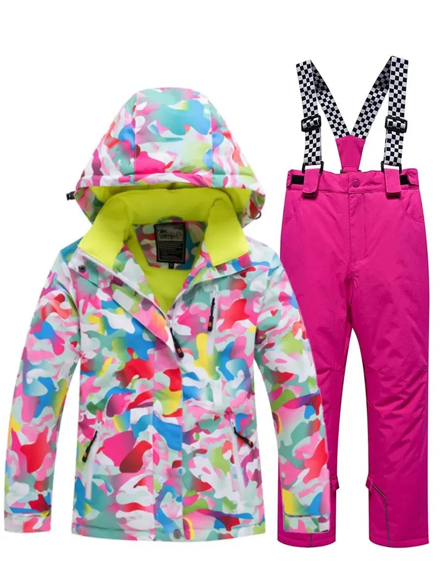 Riuiyele Girl Hooded Snow Ski Insulated Set