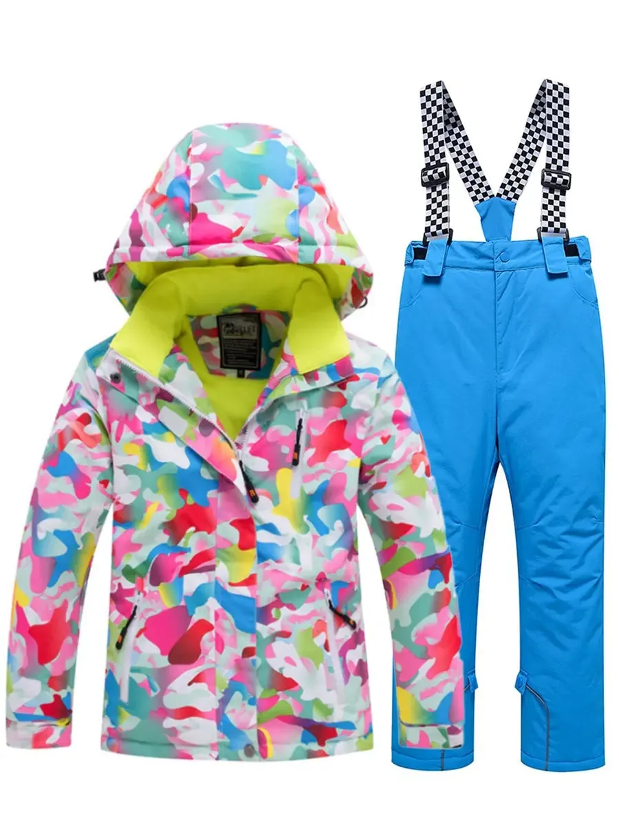 Riuiyele Girl Hooded Snow Ski Insulated Set