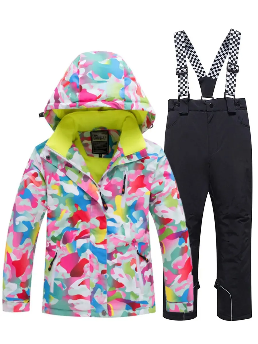 Riuiyele Girl Hooded Snow Ski Insulated Set