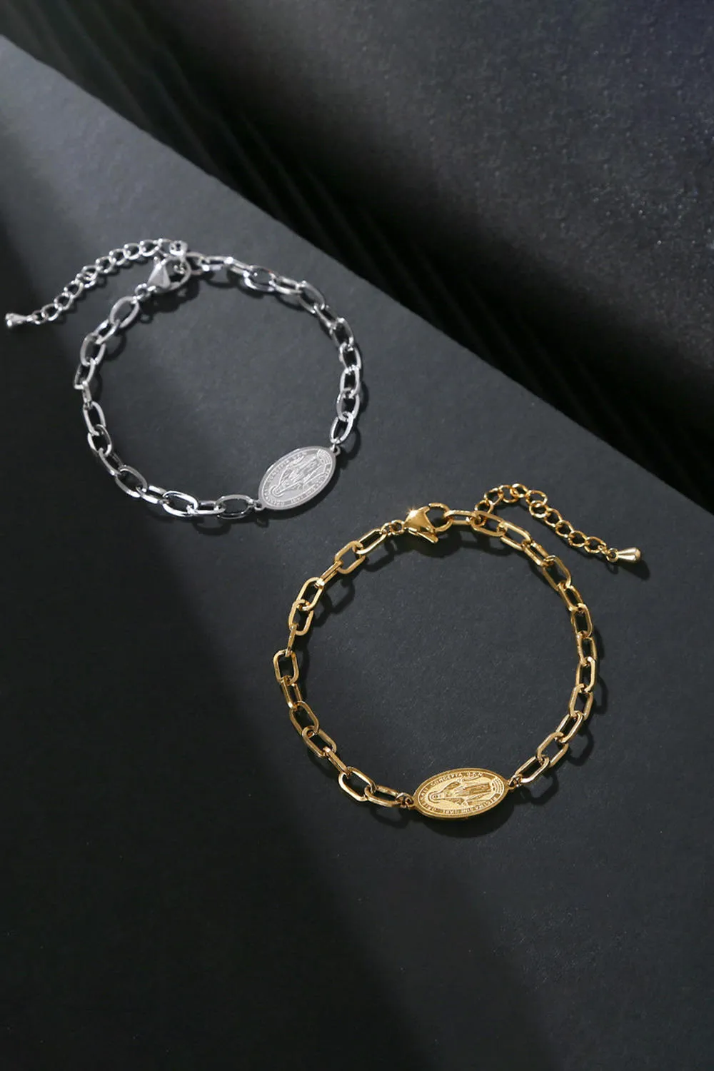 Saint Stainless Steel Golden Bracelet