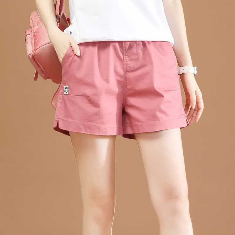 Small daisy white sports shorts female summer loose straight wide legs high waist tide tide casual pants thin section