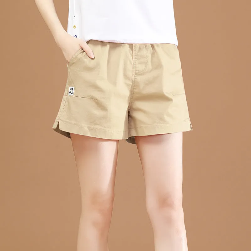 Small daisy white sports shorts female summer loose straight wide legs high waist tide tide casual pants thin section