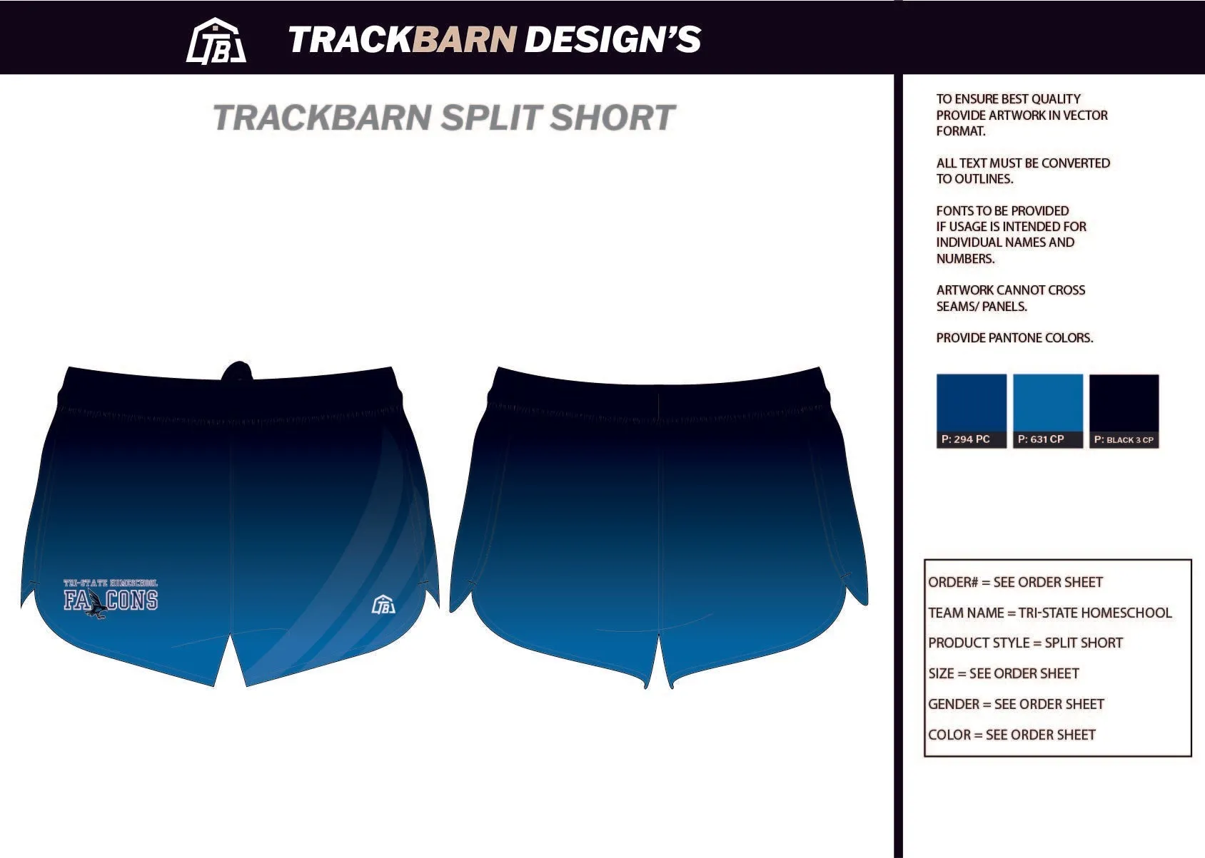 Tri-State-HomeSchool-Falcons Mens Split Track Short