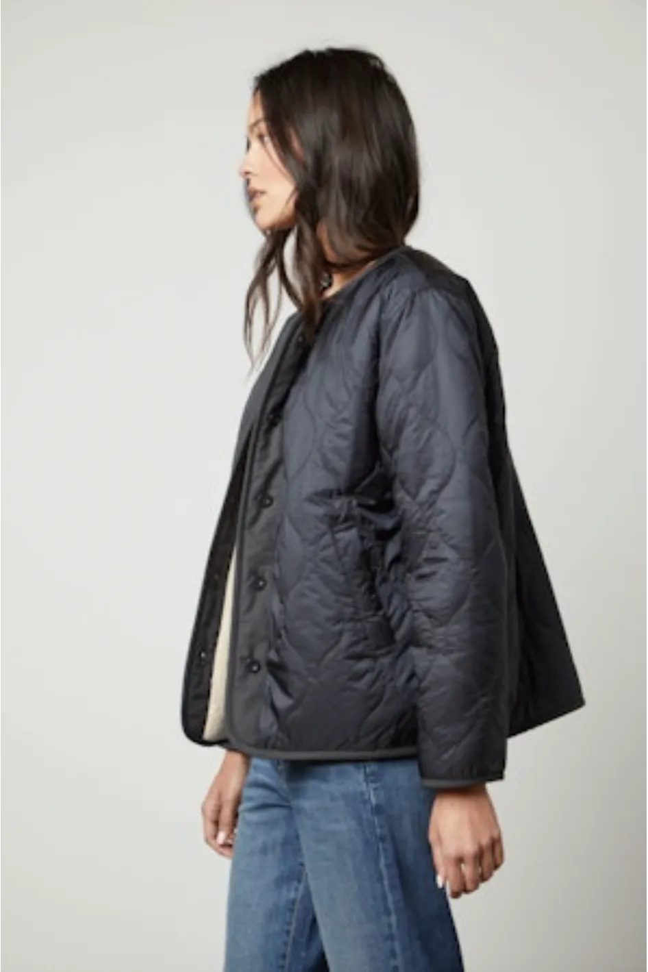 Velvet by Graham & Spencer Marissa 05 Quilted Sherpa Jacket | Navy