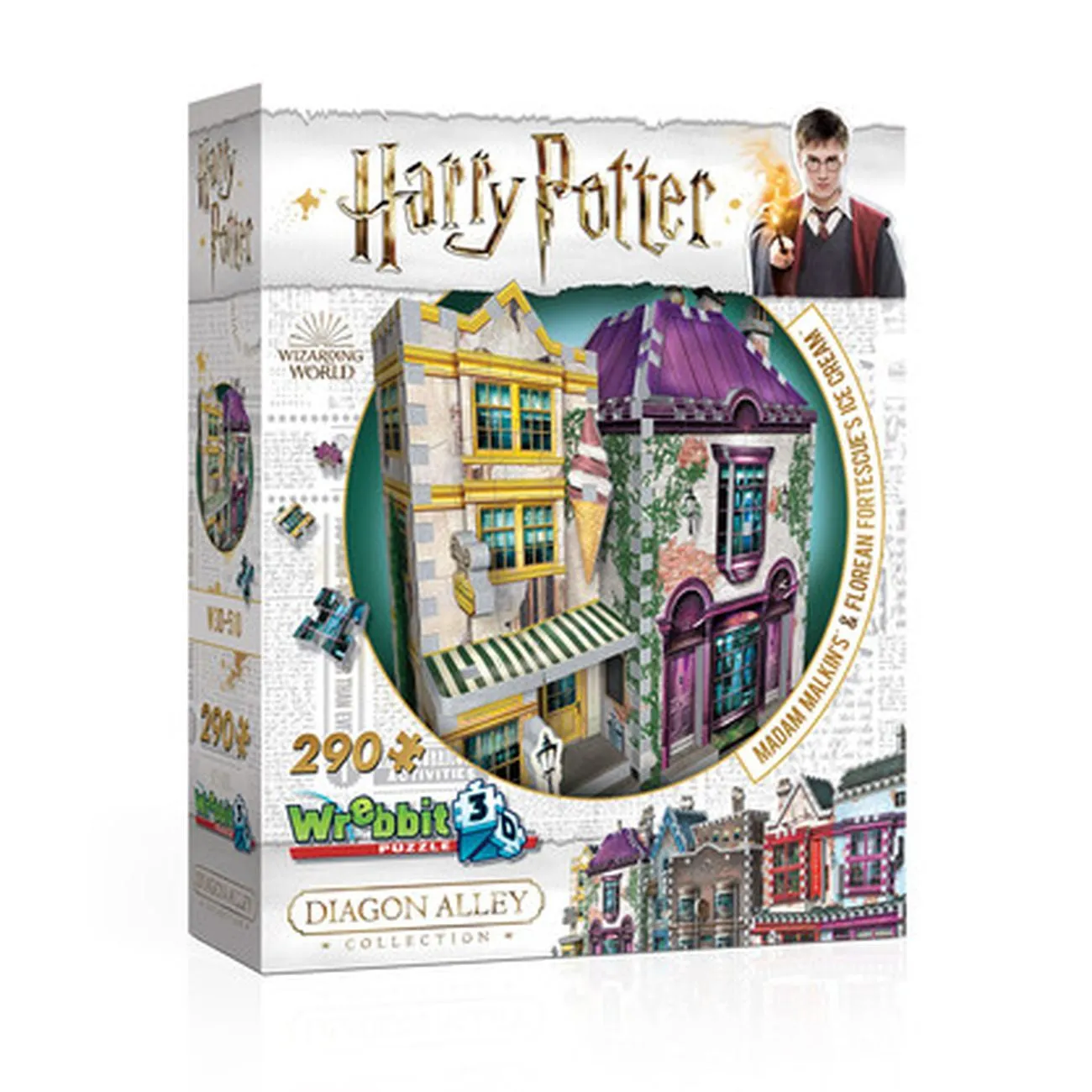 Wrebbit 3D Puzzle Harry Potter Madam Malkin's & Florean Fortescue's Ice Cream Shop 290 Pieces